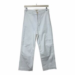 Marine Layer Bridget Slim Wide Leg High Rise Crop Pants 6 White Nautical Coastal